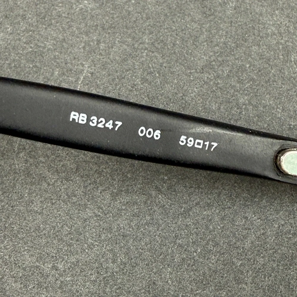 Ray-Ban RB 3247 006 Sunglasses Black Metal Rectangular Made in Italy